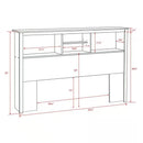 Full / Queen size Freestanding Bookcase Headboard in Grey Brown Wood Finish