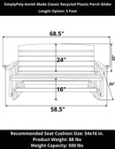 SimplyPoly Amish Made Classic Recycled Plastic Porch Glider