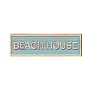 Shabby Coastal Blue Beach House Sign | Wall Art Print on Real Wood