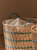 Blue Accent Woven Storage Basket