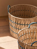 Blue Accent Woven Storage Basket