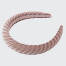 Padded Velvet Stripe Headband -  Blush