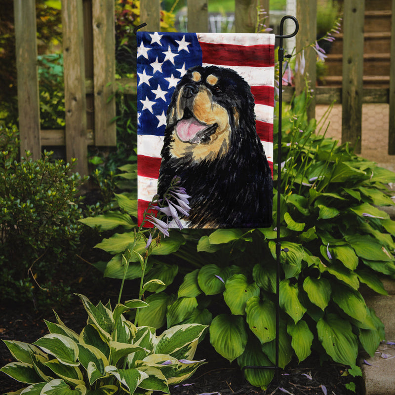 USA American Flag with Tibetan Mastiff Flag Garden Size