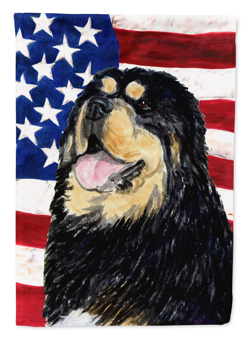 USA American Flag with Tibetan Mastiff Flag Garden Size