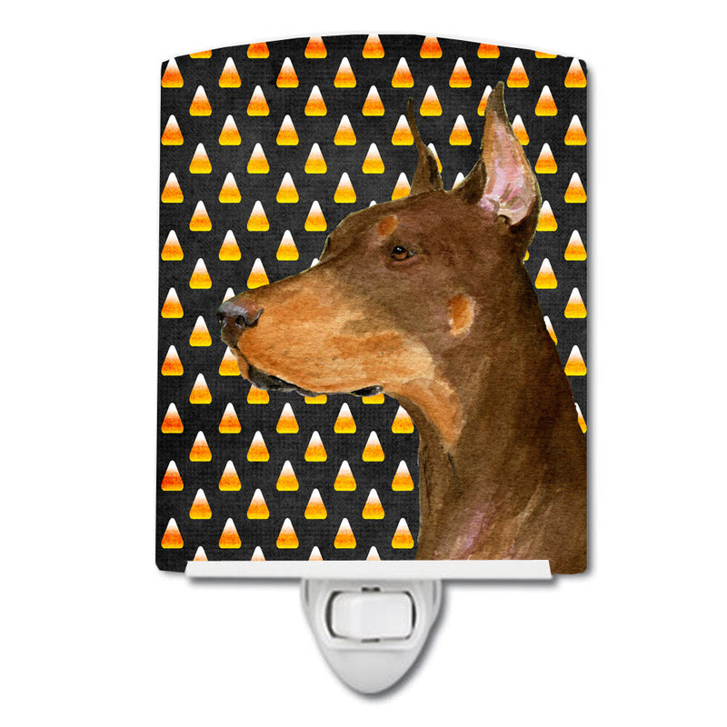 Doberman Candy Corn Halloween Portrait Ceramic Night Light SS4261CNL