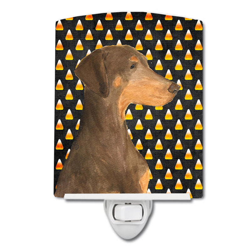 Doberman Candy Corn Halloween Portrait Ceramic Night Light SS4272CNL