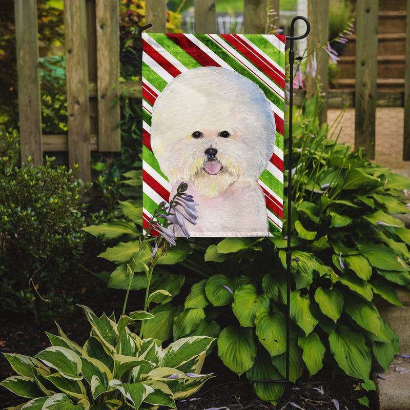 Bichon Frise Candy Cane Holiday Christmas Flag Garden Size