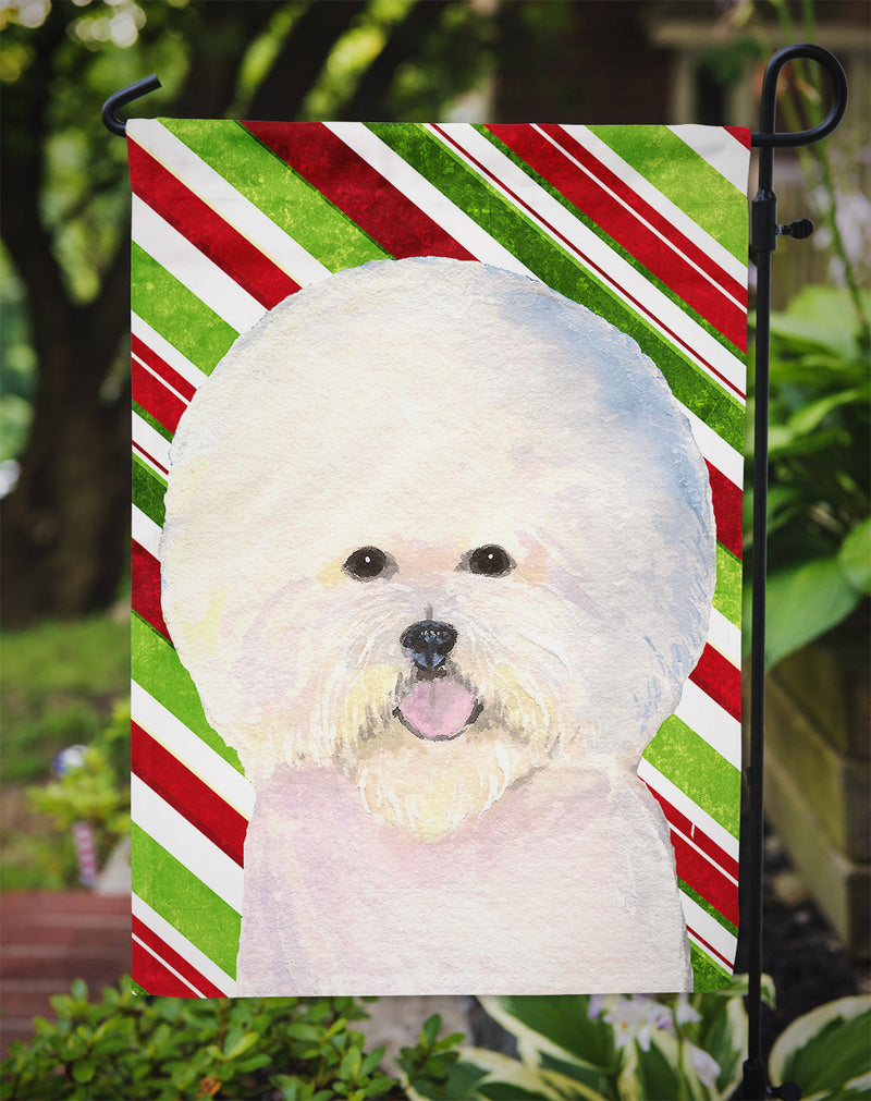 Bichon Frise Candy Cane Holiday Christmas Flag Garden Size