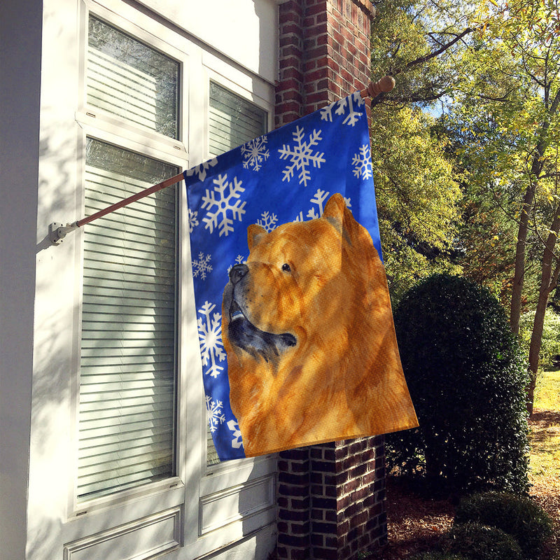 Chow Chow Winter Snowflakes Holiday Flag Canvas House Size