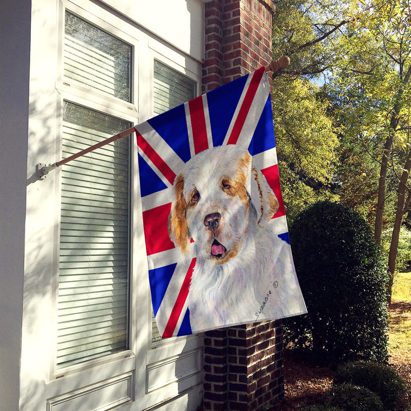 Clumber Spaniel with English Union Jack British Flag Flag Canvas House Size SS4942CHF