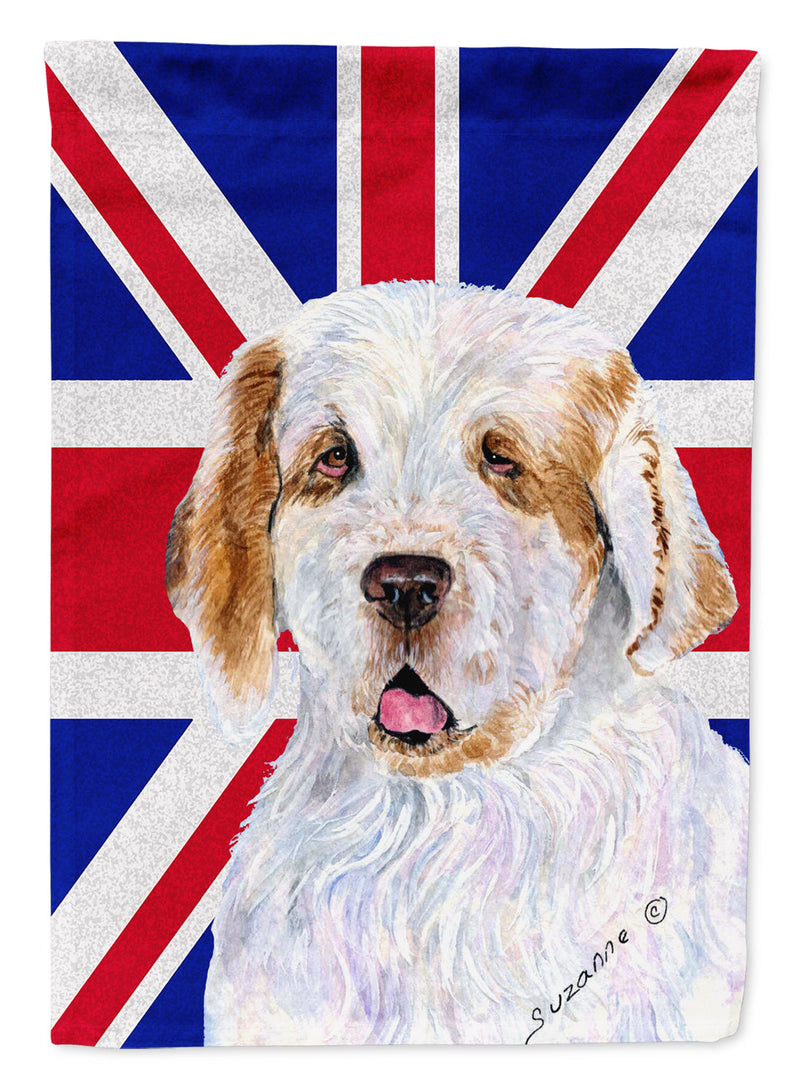 Clumber Spaniel with English Union Jack British Flag Flag Canvas House Size SS4942CHF