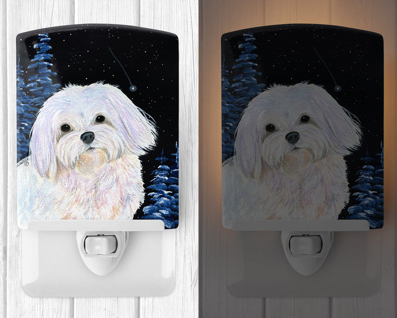 Starry Night Maltese Ceramic Night Light SS8460CNL