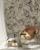 Black Contours Protea Wallpaper