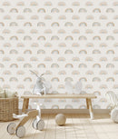 White Wallpaper with Rainbows