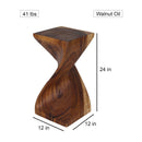 Haussmann Single Twist Stool End Table 12x12x24 in Height  Walnut Oil