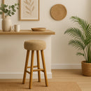 Kuta Natural Teak Indoor Branch Stool with Raffia Seat - 18.5"-30"