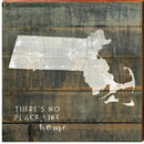 Massachusetts State "There's No Place Like Home" Phrase Wooden Sign | Wall Art Print on Real Wood
