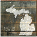 Michigan "There's No Place Like Home" Phrase State Wooden Sign | Wall Art Print on Real Wood