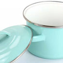 Small 1-Quart Turquoise Enameled Steel Dutch Oven with Lid