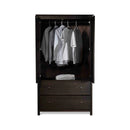 Brown Espresso Solid Wood Bedroom Armoire Wardrobe Cabinet with Hanging Bar