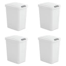 Set of 4 - White 8 Gallon Latch Top Kitchen Wastebasket Trash Can