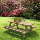Solid Wood Outdoor Picnic Table with Benches Patio Garden Dining Set