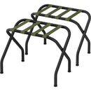 Set of 2 - Black Metal Foldable Luggage Rack with Forest Green Straps