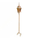 Copper Finish Metal Garden Birdhouse with Stake and Pole