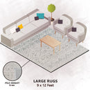 Premium Hand-Tufted Rug Made of 100% Wool  - Still River Grey - 9x12 Feet