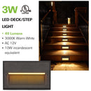 STLA11 6-Pack 3W Low Voltage 5.5" LED Outdoor Step Lights, 12V 3000K Warm White Integrated LED Deck Lights Landscape Lights