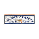 Saint Marys Shrimp White Shabby Latitude Longitude | Real Wood Art Print
