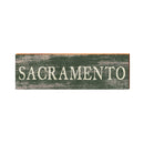 Sacramento, California Wooden Sign Green | Wall Art Print on Real Wood