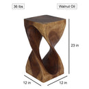 Haussmann Single Twist Vine End Table 12x12x23 in Height Walnut Oil