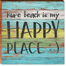 Kure Beach, North Carolina Happy Place Phrase Wooden Sign | Wall Art Print on Real Wood