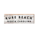Kure Beach, North Carolina Black and White Wooden Sign | Wall Art Print on Real Wood