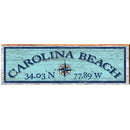 Carolina Beach Colorful Compass Blue Latitude Longitude | Wall Art Print on Real Wood