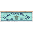 Carolina Beach Sea Turtle Green Latitude Longitude | Wall Art Print on Real Wood