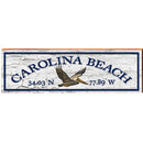 Carolina Beach Pelican White Latitude Longitude | Wall Art Print on Real Wood