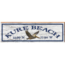 Kure Beach, North Carolina Pelican Latitude Longitude Wooden Sign | Wall Art Print on Real Wood