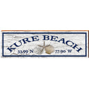 Kure Beach Triple Shell White Latitude Longitude | Wall Art Print on Real Wood