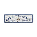 Carolina Beach, North Carolina Navy White Starfish Wooden Sign | Wall Art Print on Real Wood