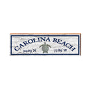 Carolina Beach, North Carolina Navy White Sea Turtle Wooden Sign | Wall Art Print on Real Wood