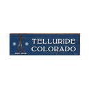 Telluride, Colorado Crossed Skis Lodge Blue Wooden Sign | Wall Art Print on Real Wood