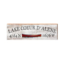 Lake Coeur D'Alene, Idaho Wooden Sign w/ Red Canoe | Wall Art Print on Real Wood