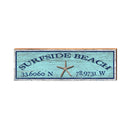 Surfside Beach, South Carolina Wooden Sign w/ Coordinates & Starfish | Wall Art Print on Real Wood