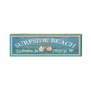 Surfside Beach, South Carolina Wooden Sign w/ Coordinates & Seashells | Wall Art Print on Real Wood