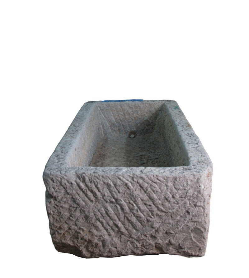 51" Inch Long Hand Chiseled Stone Trough 12