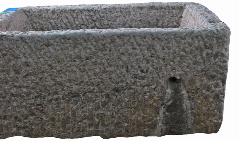 34" Inch Long Hand Chiseled Stone Trough 16