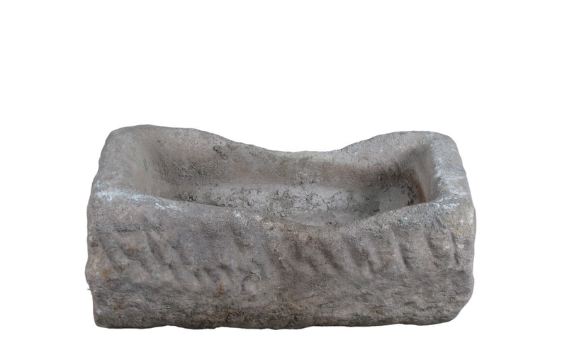 26" Inch Long Hand Chiseled Stone Trough 26