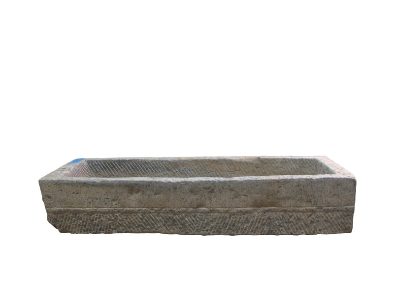 60" Inch Long Hand Chiseled Stone Trough 8